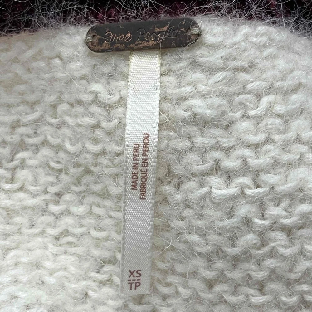 Free People All Mine Cream Alpaca Wool‎ V Neck Long Sleeve Tight Knit Sweater XS